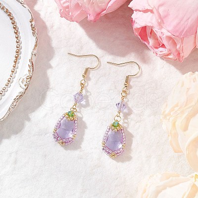 Handmade Glass Seed Beads Teardrop Dangle Earrings EJEW-MZ00576-02-1