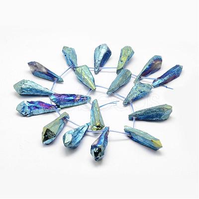 Electroplated Natural Quartz Crystal Beads Strands G-G890-B-05-1