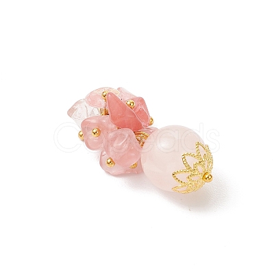 Cherry Quartz Glass Chip Natural Rose Quartz Round Pendants PALLOY-JF04288-03-1
