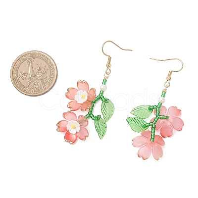 Acrylic Flower Dangle Earrings EJEW-MZ00588-04-1