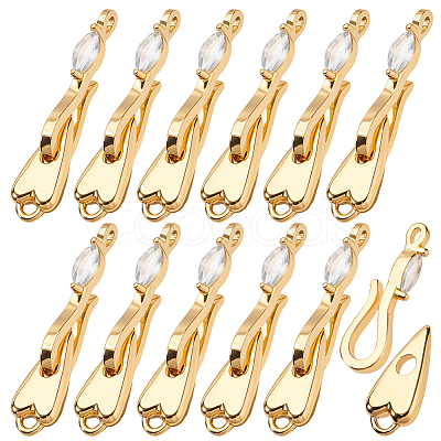 12Pcs Brass Rhinestone Hook and S-Hook Clasps KK-PH0013-69-1
