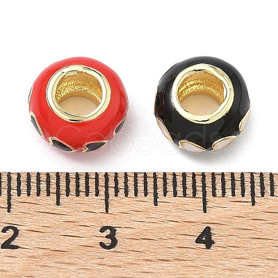 Brass Enamel European Beads KK-P345-01G-M-1