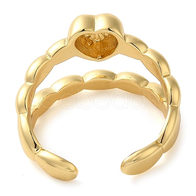 Heart Brass Open Cuff Ring for Women RJEW-Z070-05G-03-1