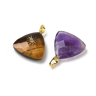 Natural Quartz Crystal & Amethyst & Rose Quartz & Green Aventurine & Tiger Eye Pendants G-K385-14G-1