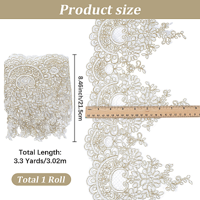 3.3Yards Polyester Lace Triming Ribbons SRIB-GF0001-57B-1