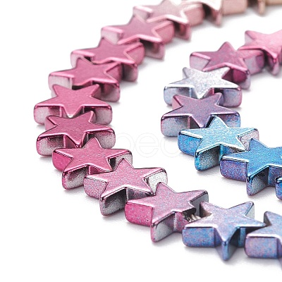 Rainbow Color Electroplate Non-magnetic Synthetic Hematite Beads Strands X-G-L489-I01-1