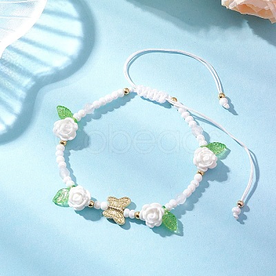 Glass Seed Bead and Resin Braided Bead Bracelets for Women BJEW-MZ00237-04-1