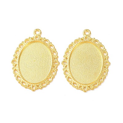 Tibetan Style Oval Alloy Pendant Cabochon Settings TIBEP-Q054-44G-NR-1