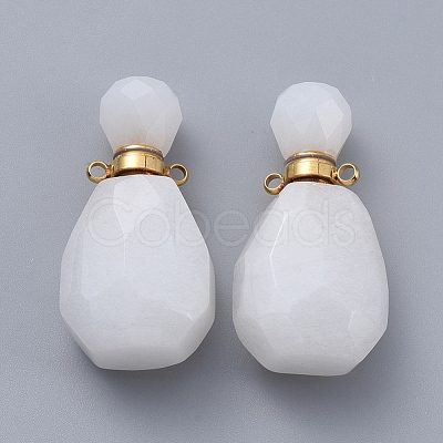 Faceted Natural White Jade Openable Perfume Bottle Pendants G-E564-10A-G-1