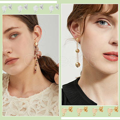 24Pcs 2 Colors Brass Stud Earring KK-BC0013-93-1