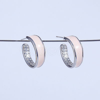 C-shaped Brass Stud Earrings WV3521-1