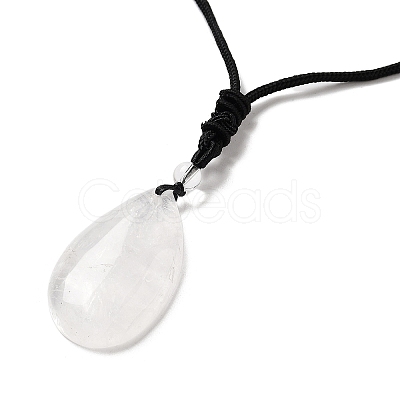 Natural Quartz Crystal Pendant Necklace with Nylon Cord for Women NJEW-L464-A06-1