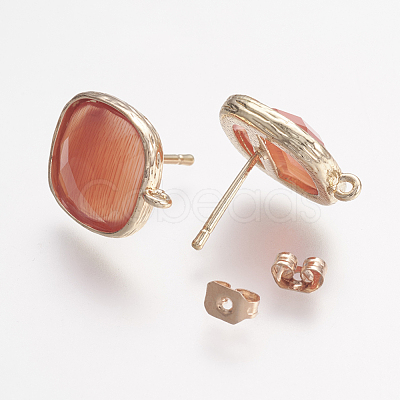 Brass Micro Pave Cubic Zirconia Stud Earring Findings ZIRC-G123-02G-B-1