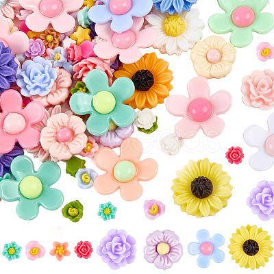 120Pcs 8 Styles Opaque Resin Cabochons RESI-PA0001-13-1