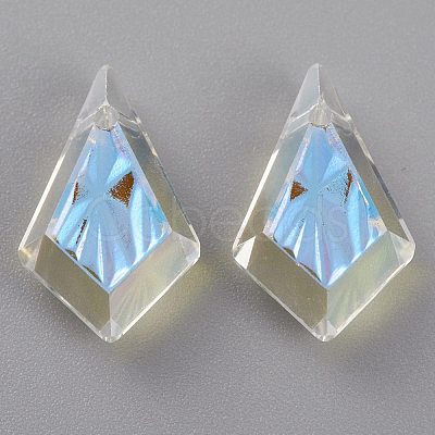 Embossed Glass Rhinestone Pendants GLAA-J101-01B-001SI-1