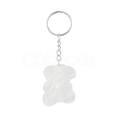 Bear/Rabbit Printed Opaque Acrylic Pendant Keychain KEYC-JKC00482-1