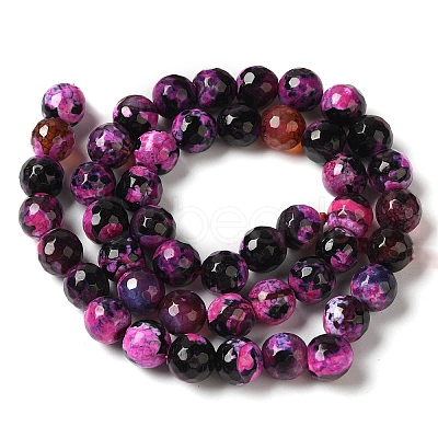 Dyed & Heated Natural Fire Crackle Agate Beads Strands G-P539-B01-07-1