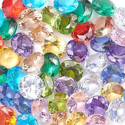 50Pcs 10 Colors Cubic Zirconia Pointed Back Cabochons ZIRC-CJ0001-25-1