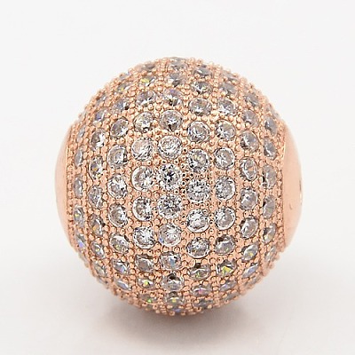 CZ Jewelry Findings Brass Micro Pave Cubic Zirconia Round Beads ZIRC-M015-08RG-NR-1