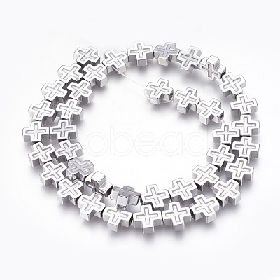 Electroplated Non-magnetic Synthetic Hematite Beads Strands G-P392-F02-1