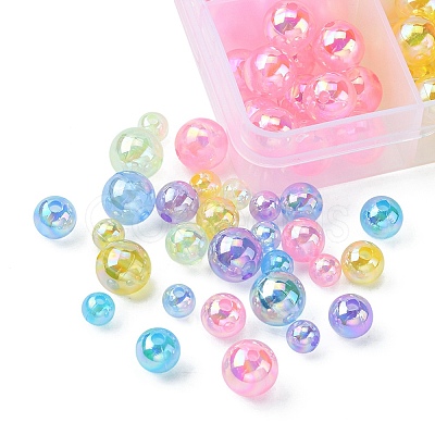 18 Style Transparent Rainbow Iridescent Acrylic Beadss Plated MACR-YW0002-09-1