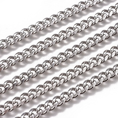 Non-Tarnish Handmade 304 Stainless Steel Cuban Link Chains STAS-F229-07C-P-1