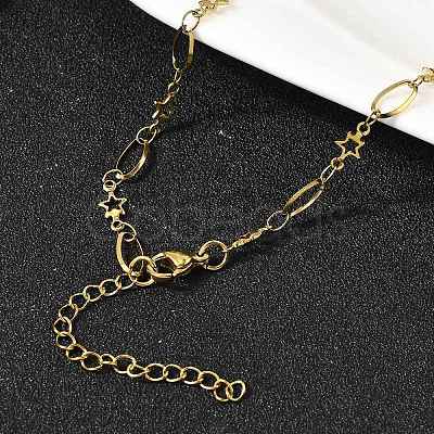 304 Stainless Steel Star Link Chain Necklaces for Women NJEW-A046-02A-G-1
