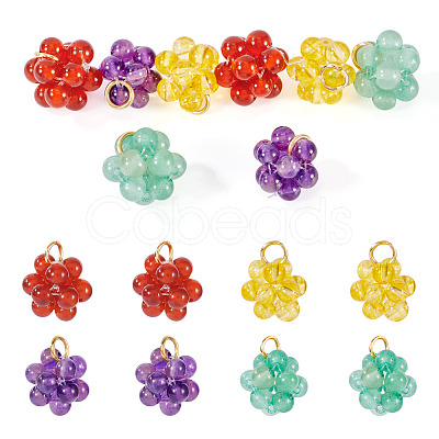 8Pcs 4 Style Glass Pendants PALLOY-TA00218-1