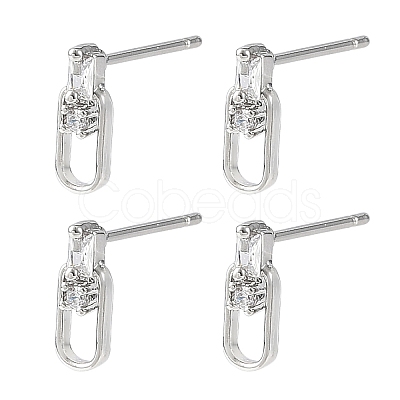 SHEGRACE Brass Micro Pave Cubic Zirconia Stud Earrings XGRQ4N847-727P-1