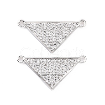 Brass Micro Pave Clear Cubic Zirconia Connector Charms KK-E068-VC480-1