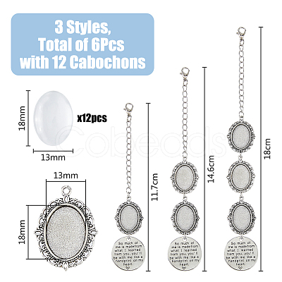 DIY Blank Oval Alloy Pendant Decoration Making Kits HJEW-FH00001-1