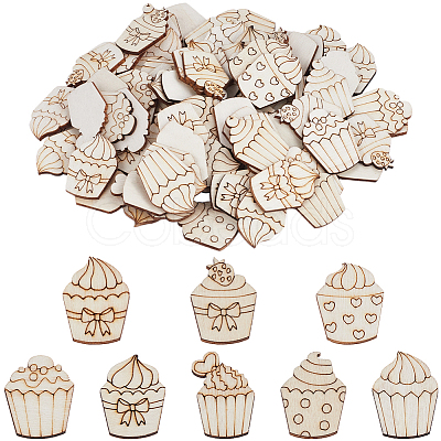 4 Sets Unfinished Wood Cutouts Ornaments WOOD-SC0001-91D-1