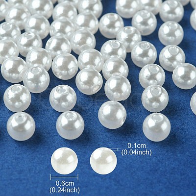 ABS Plastic Imitation Pearl Round Beads MACR-YW0002-6mm-82-1