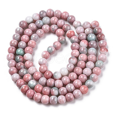 Ombre Effect Dyed Crackle Glass Round Beads Strands X-GLAA-T031-01J-1