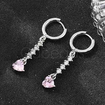 Brass Micro Pave Cubic Zirconia Hoop Dangle Earrings KK-CBA8324-07P-01-1