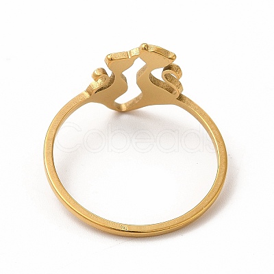 304 Stainless Steel Double Cat Finger Ring for Women RJEW-K239-04G-1