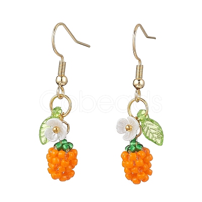 Handmade Glass Seed Beads Apple Dangle Earrings EJEW-MZ00575-04-1