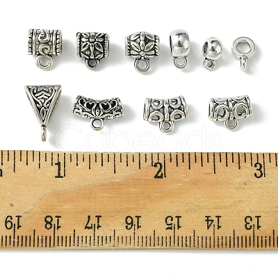 40Pcs 10 Styles Tibetan Style Alloy & CCB Plastic Tube Bails FIND-FS0002-41-1