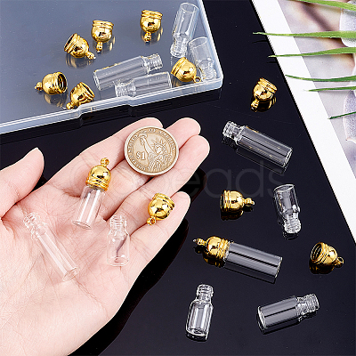 12Pcs 3 Styles Clear Glass Wish Bottle Pendants FIND-PH0024-30G-1