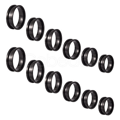 12Pcs 6 Styles 201 Stainless Steel Grooved Finger Ring Settings RJEW-TA0001-04EB-1