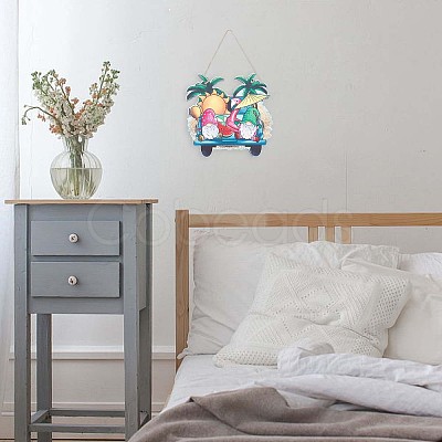 Summer Theme Wooden Hanging Wall Decorations for Front Door Home Decoration HJEW-WH0047-11-1