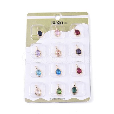 Brass with Cubic Zirconia Pendants KK-T073-34G-1