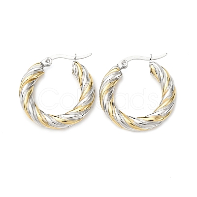 304 Stainless Steel Two Tone Hoop Earrings EJEW-B150-01D-1