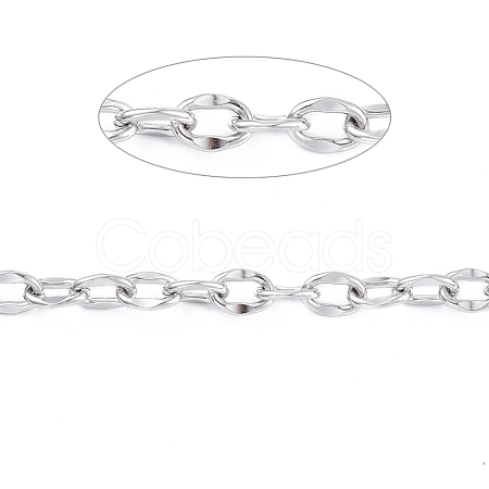 Tarnish Resistant 304 Stainless Steel Dapped Cable Chains CHS-D027-01P-1