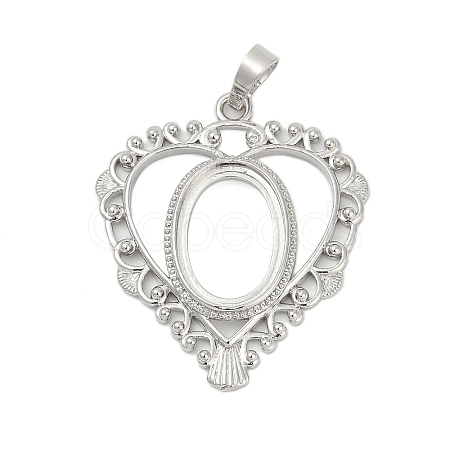 Heart Brass Pendant Cabochon Settings KK-S521-12P-1