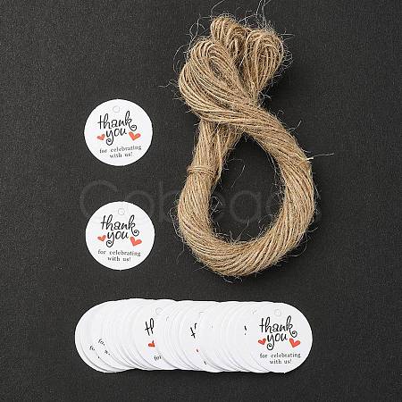 100Pcs Thanksgiving Themed Round Dot Paper Hang Gift Tags CDIS-YW0001-10B-1