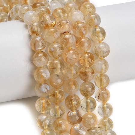 Heated Natural Citrine Beads Strands X-G-C293-A03-8mm-1