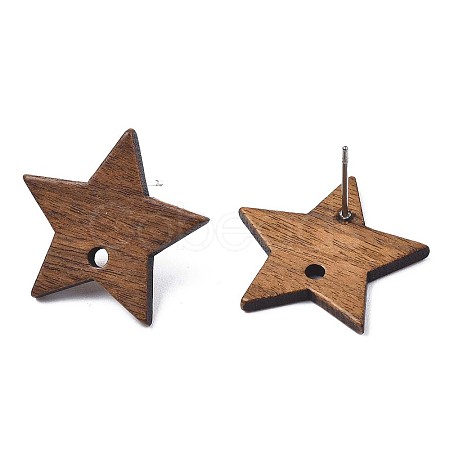 Walnut Wood Stud Earring Findings MAK-N032-050-1