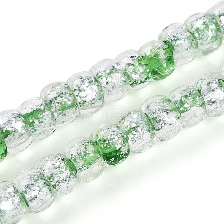 Luminous Handmade Silver Foil Glass Beads Strands FOIL-N029-02B-06-1