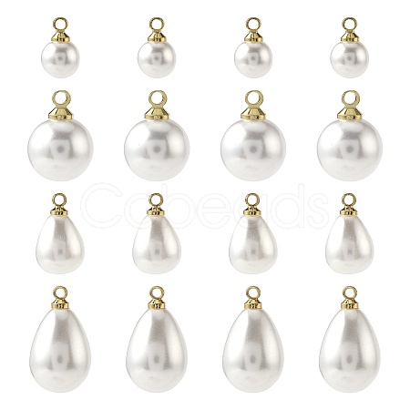 24Pcs 4 Styles ABS Plastic Imitation Pearl Charms KK-FS0001-79-1